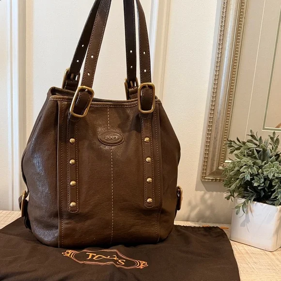 Tod's G-Bag Sacca Grande Brown Leather Tote Shoulder Bag with Dustbag - Picture 1 of 13